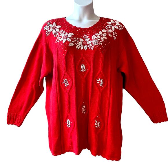 VINTAGE 80s Work in Progress Beaded Holiday Christmas Sweater Size 2XL - Picture 1 of 4